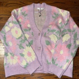 NWOT purple and pink floral sweater Mango Women